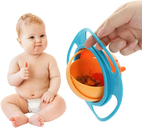 Berry President Magic Bowl 360 Degree Rotation Spill Resistant Gyro Bowl with Lid For Toddler Baby Kids Childre (Pink+Blue+Green)...