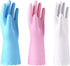 Alimat PluS 3 Pack Reusable Cleaning Gloves Latex Free, Dishwashing Gloves with Cotton Flock Liner and Embossed Palm, Waterproof Household Gloves ...
