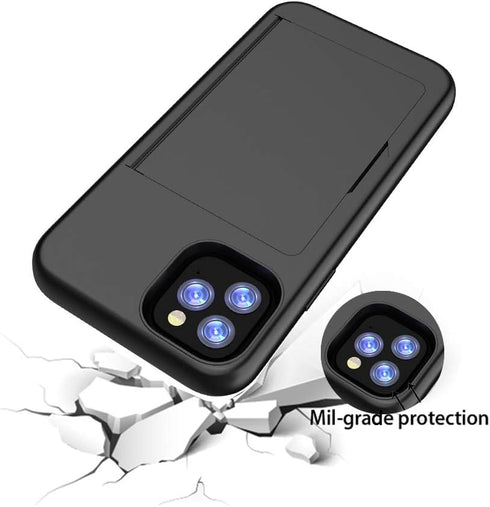 for iPhone 12 Mini Case with Card Holder,Credit Card Slot Protective Wallet Case - Black...