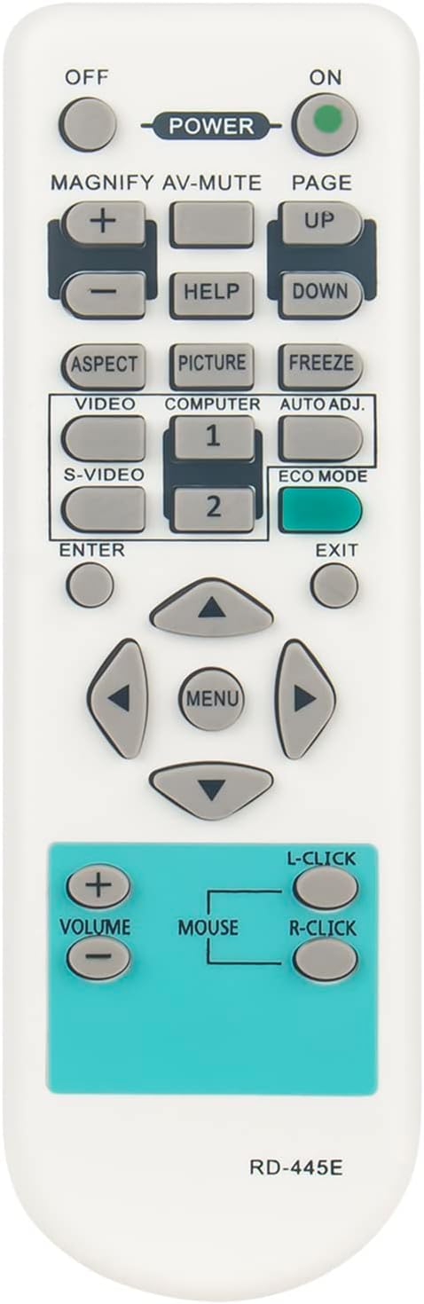 RD-445E New Replacement Remote Control fit for NEC Projector NP510WS NP52 NP60 NP600 NP600S NP61 NP610 NP610S VT700 LT25 LT30 LT35 NP300 NP305 NP3...