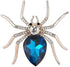COLORFUL BLING Crystal Steen 1 Pcs Three Colors Spider Crystal Brooch Rhinestones Wedding Boutonniere Jewelry-Blue...