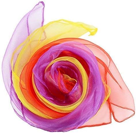12 PCS Juggling Scarves Sensory Toy 6 Colors 60 x 60 cm Belly Dance Scarves Baby Toddler Kids Scarves (12)...