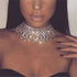 YERTTER Dainity Full Rhinestone Chunky Chain Diamond Silver Chain Collar Statement Tassel Crystal Choker Necklace Adjustable for Party Music Bar W...