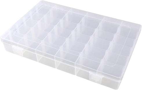 Clear Plastic Jewelry Box Organizer Storage Container with Adjustable Dividers (36 Grids)...
