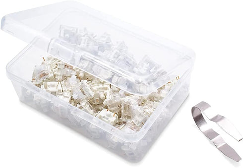 Granvela Gateron KS-9 Brown Switches with White Bottom Clear Top, Smooth Tactile Feedback, 55g Actuation Force, 3-pin Design, Compatible with Cher...