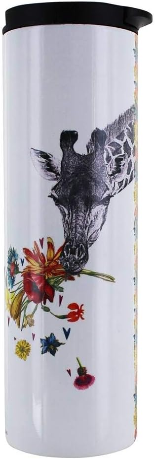 Tree-Free Greetings Checking in Giraffe Vacuum Insulated Travel Coffee Tumbler, 17 Ounce Stainless Steel Mug, Gift for Animal Lovers...
