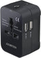 Travel Adapter, JOOMFEEN Worldwide All in One Universal Power Wall Charger AC Power Plug Adapter with Dual USB Charging Ports for USA EU UK AUS Ce...