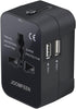 Travel Adapter, JOOMFEEN Worldwide All in One Universal Power Wall Charger AC Power Plug Adapter with Dual USB Charging Ports for USA EU UK AUS Ce...