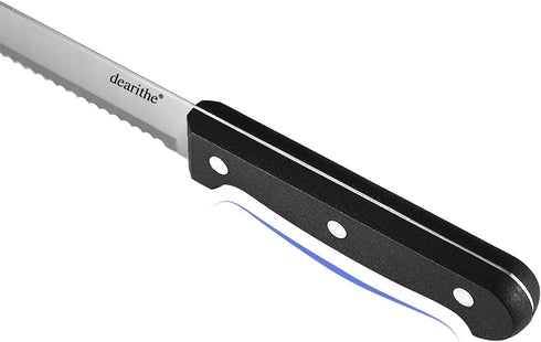 Serrated-Bread Knife 10 Inch, Black Full-Tang and Triple Rivet Stainless Sharp Wavy Edge Wide Bread Cutter, Professional for Slicing Homemade Brea...