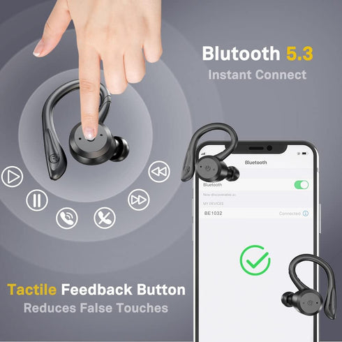 APEKX Bluetooth Headphones True Wireless Earbuds with Charging Case IPX7 Waterproof Stereo Sound Earphones Built-in Mic in-Ear Headsets for Sport ...