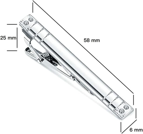 MOZETO Tie Clip 4-pcs Silver Tie Bar Set for Regular Ties Business Style Tie Clips for Men...