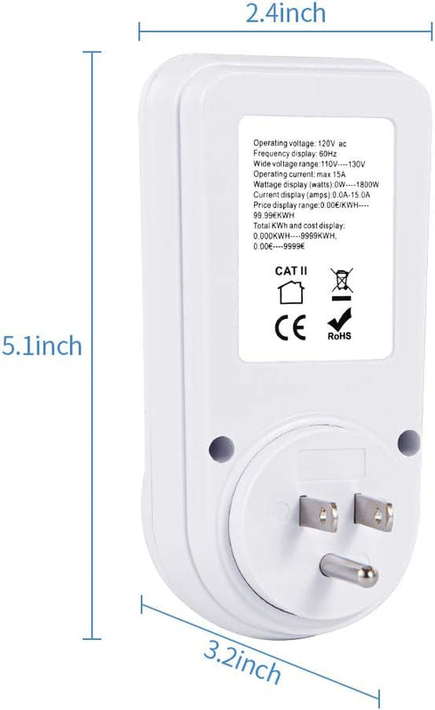 Watt Meter, Electricity Usage Monitor, Towallmark 2pcs Power Meter with Big LCD Display + Backlight, Power Consumption Monitor, Socket Meter, Kilo...