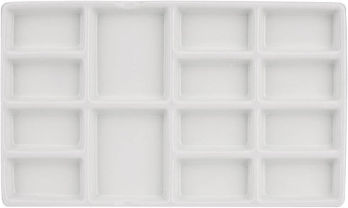 8 Inch 14 Wells Artist Ceramic Paint Palette, Rectangle Ceramic Watercolor Painting Mixing Tray for Watercolor Gouache Acrylic Oil Painting...