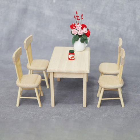 Toddmomy 1 Set Doll Furniture Miniature Furniture Decorative 1/12 Scale Miniature Table Chair Set for Dollhouse Kitchen Food Decoration Accessorie...