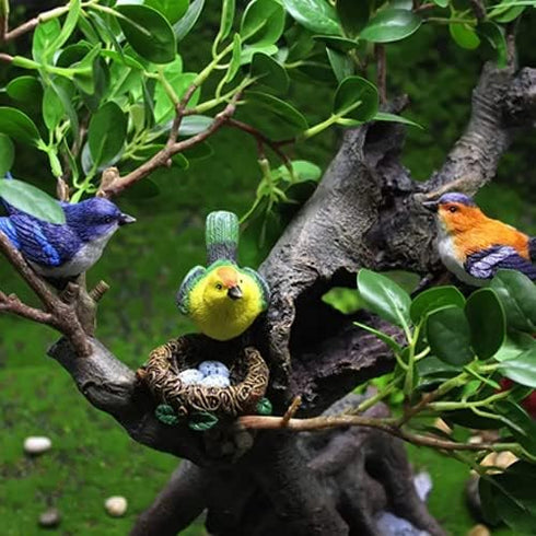 8 pc Miniature Bird & Nest Set: Perfect for DIY Fairy Garden, Car & Home Decoration!...
