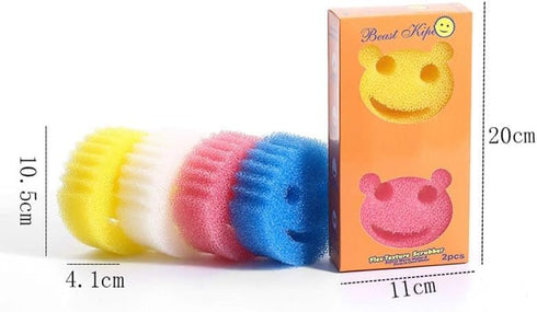 Funny Scratch Dish Smiley Sponge ? Remove Stain & Odor Honeycomb Sponge?Durable Household Kitchen Cleaning Cotton?Plastic Sponges (4PCS)...