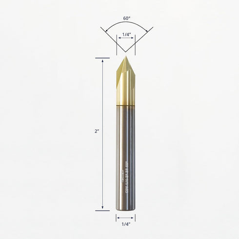 Tools Chamfer End Mill for Wood, Aluminium, Carving, Drilling and Chamfering, V Groove, 90 Degree, Mill Bits Sets for DIY, 3 Flute, 1/4"Shank (1 P...