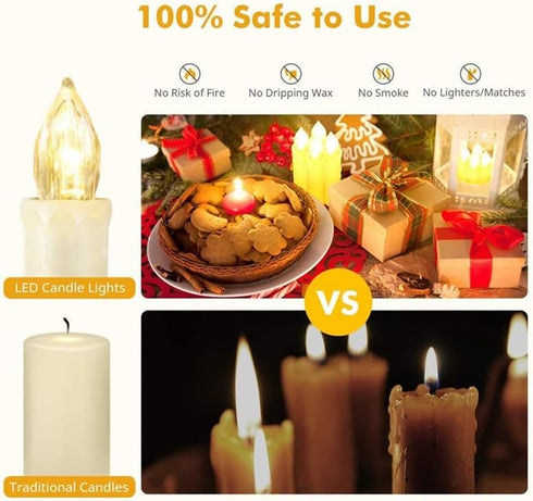 10 Pcs Window Candles with Remotes and Timer, Flickering Led Candles for Christmas Tree with Clip, Battery Operated Taper Candles for Chandeliers ...