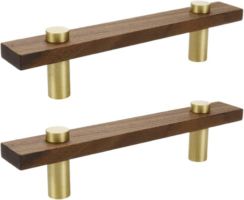 Brass Wood Cabinet Handle,Square Walnut Wood Handle,150mm/5.91" Length,96mm/3.78" Hole Distance,2pcs...