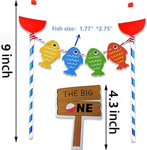 TUKIMA 21 PCS Pastel Blue Fishing Cake Toppers for Birthday & Baby Shower Parties...
