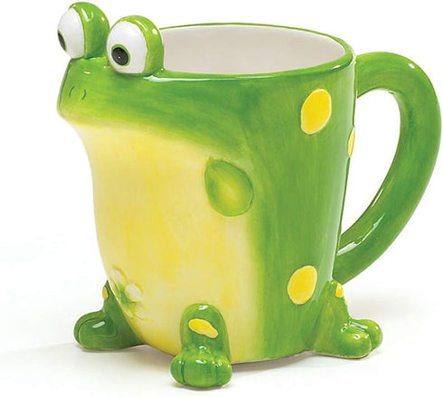Burton Frog Coffee Mug with Gift Box, Green Porcelain Ceramic Cup with Large Handle, 10 oz Capacity...