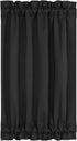PiccoCasa Blackout French Door Curtain Panel - Blackout Door Curtain Solid Drapery with Tiebacks - 1 Panel Black W25 x L40...