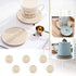 Gracelife 6pcs Cup Mat Pure Cotton Thread Weave Round Drink Hot Pads Mats Set Absorbent Scald-proof Drink Coasters (Beige)...