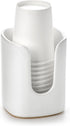5 oz Square Ceramic Bathroom Cup Dispenser for Kids and Pregnancy - Disposable Paper Cup Holder for Mouthwash Cups on Bathroom Vanity Countertop (...