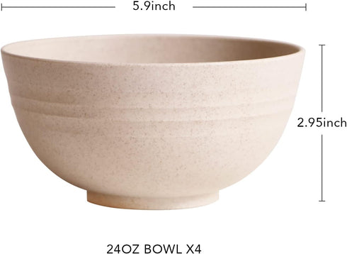 greenandlife Lightweight & Unbreakable Wheat Straw Bowl - Noodle Fruit Soup Bowl Rice Bowls Dishwasher Microwave Safe Cereal Bowl sets 4pcs...