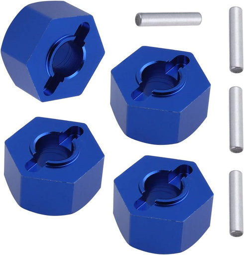 HobbyPark Aluminum 12mm Hex Wheel Hubs Nuts w/Pins Replacement of 1654 for RC Traxxas 1/10 Slash 4x4 & Stampede 4WD (4-Pack) (Navy Blue)...