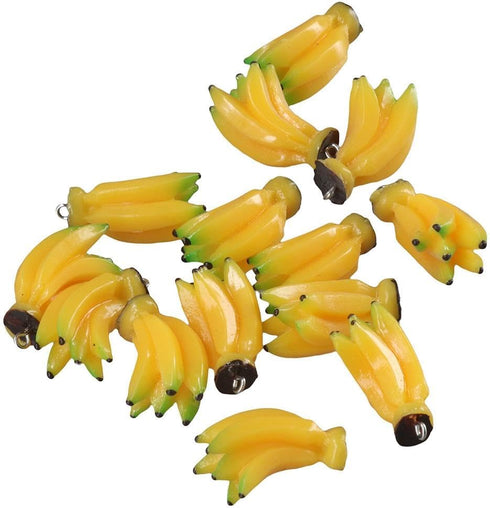 Uniquer 20Pcs Yellow Banana Micro Model Charms,Resin Imitation Food Lovely Dangle Charms with Loop for DIY Jewelry Making Necklaces Earrings Key C...
