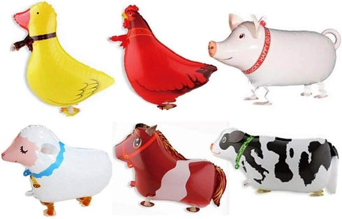 Pack of 6 Walking Animal Balloons Farm Animal Balloon Birthday Party BBQ Party Décor(Pony,Duck,Rooster,Cow,Pig,Sheep)...