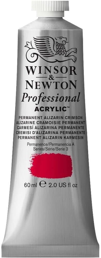 Winsor & Newton Professional Acrylic Paint, 60ml (2-oz) Tube, Permanent Alizarin Crimson...