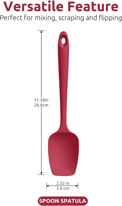 U-Taste Silicone Spoon Spatula Set: 480ºF Heat Resistant Food Grade Flexible Rubber Spoonula, Nonstick Cooking Mixing Scooping Kitchen Baking Scra...