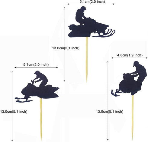 Morndew 24 PCS Snowmobile Cupcake Toppers for Sport Party Baby Shower Birthday Party Wedding Party Decorations...