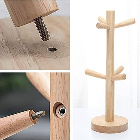 Mug Holder Tree, Bamboo Mug Tree Stand, Countertop Mug Tree, Coffee Cup Stand for Countertop, Coffee Cup Holder with 6 Hooks...
