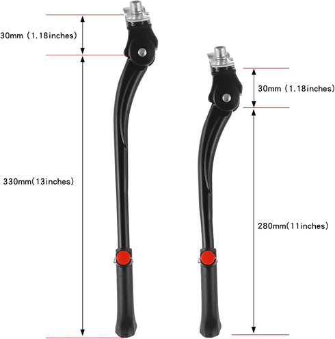 Bike Kickstand for 24-29 inch Bicycles, Aluminum Alloy Adjustable Bike Stand with Button-style Latch, Suitable for Mountain Bike, Road Bike, Hybri...