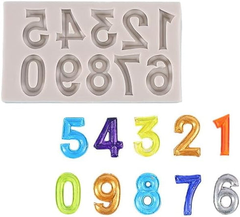 Gray Silicone Fondant Molds 3D Number 0-9 Fondant Chocolate Baking Molds For Cake Decorating Cupcake Topper Candy Chocolate Gum Paste Polymer Clay...