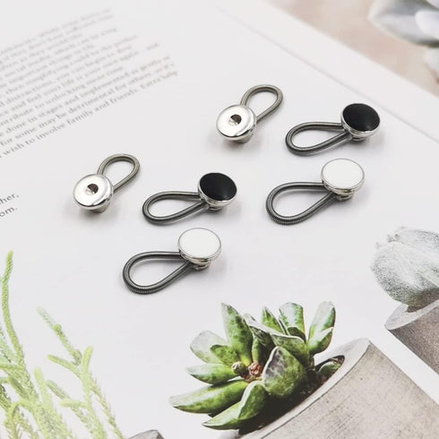 12PCS Collar Extension,Comfortable Invisible Spring Adjustment Button Extension Button,Suitable for Dresses, Shirts,Cuffs, Suit Pants (Black, Whit...