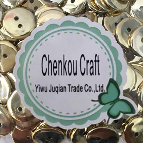 Chenkou Craft Plastic Button Gold Color Ornament 12x12mm 100pcs...