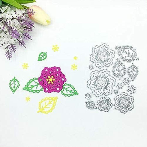 Metal Flowers Cutting Dies for Card Making, Symmetry Pattern Floral Leaf Die Cuts Spring Flowers Dies Embossing Tool for Scrapbooking DIY Craft Ph...