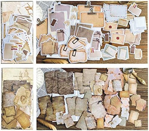 90 PCS Vintage Scrapbook Stickers with Aged Paper Antique Design, Retro Crafts for Junk Journaling, Decoupage, and Personal Projects...