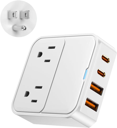 40W USB C Wall Charger Block with Outlet Extender,Multi USB Ports Power Strip,Cruise Travel Essential for Home/Office/Kitchen/Bathroom/School/Busi...