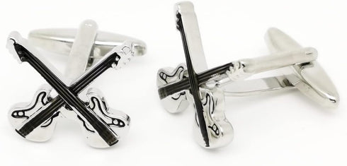 Silver Electric Guitar Men CuffLinks in Gift Box for Business Wedding Anniversary Shirt Present Unisex Metal Cuff Links...
