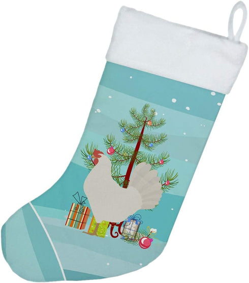 Caroline's Treasures BB9207CS Leghorn Chicken Christmas Christmas Stocking, Teal Fireplace Hanging Stockings Christmas Season Party Decor Family H...