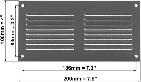 EUROPLAST 7x4 inch Vent Cover with Screen Mesh - Grey Register Vent Cover - Metal Air Return Grill - HVAC Vent Register for Home Improvement - Cei...