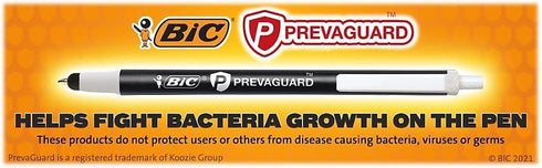 BIC PrevaGuard Clic Stic Ballpoint Pen & Stylus, With Built-in Protection To Suppress Bacteria Growth, Medium Point (1.0mm), Blue, 12-Count......