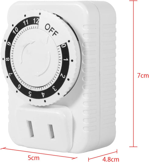 Indoor Mechanical Outlet Timer, 12 Hour Electrical Accurate Countdown Plug in Timing Switch 2 Prong Heavy Duty Grounded Outlet for Energy Saving H...