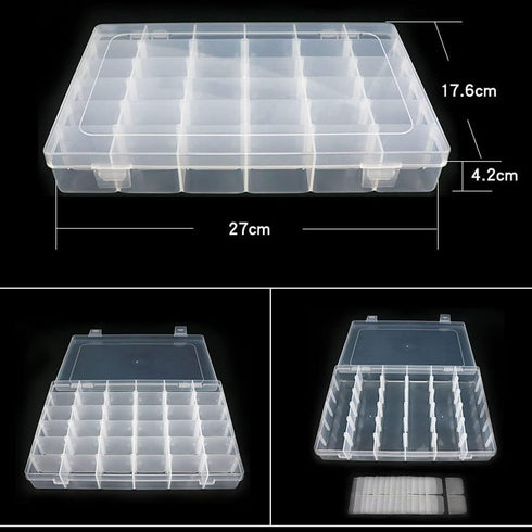2Pcs 36 Grids Box Size 10.6"x6.9"x1.6" Plastic Organizer Box with Adjustable Dividers for Crafts, Bead, Fishing Tackle Storage...