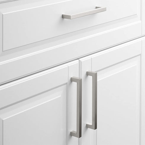 homdiy 5 Pack 3-1/2 Inch Brushed Nickel Cabinet Pulls Square Cabinet Handles - Modern Kitchen Cabinet Handles Stainless Steel Cabinet Hardware for...